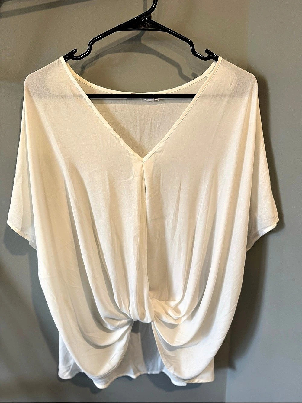 Lush V-Neck Draped Blouse